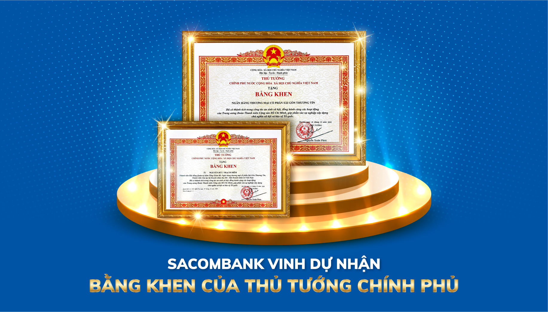 Sacombank nhận bằng khen của Thủ tướng Chính phủ