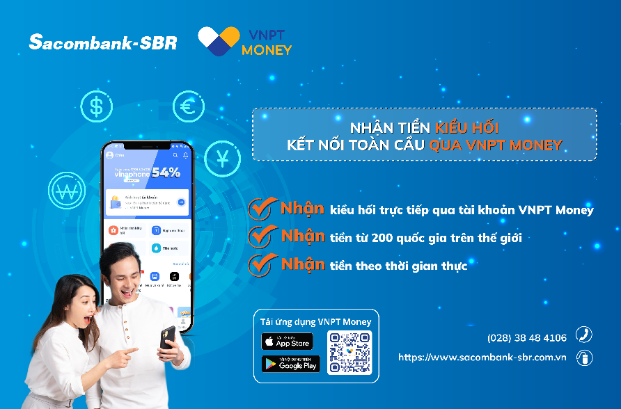 Sacombank-SBR triển khai dịch vụ nhân tiền kiều hối qua ứng dụng VNPT MONEY