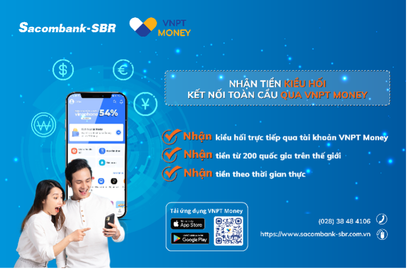 Nhận kiều hối Sacombank-SBR qua ứng dụng VNPT Money, rút ngắn khoảng cách yêu thương