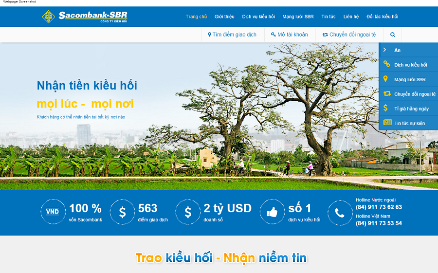 SACOMBANK – SBR CÔNG BỐ GIAO DIỆN WEBSITE MỚI